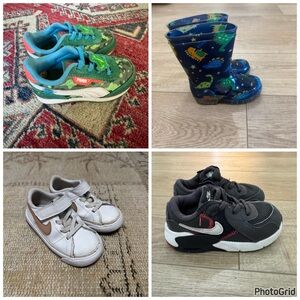 Toddler boy size 8 shoe bundle! Nike, Puma, Dino Rain boots